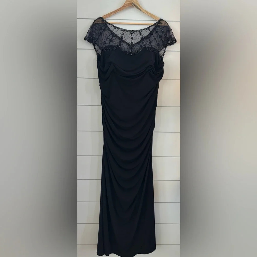 Jade Couture Black Beaded Maxi Dress